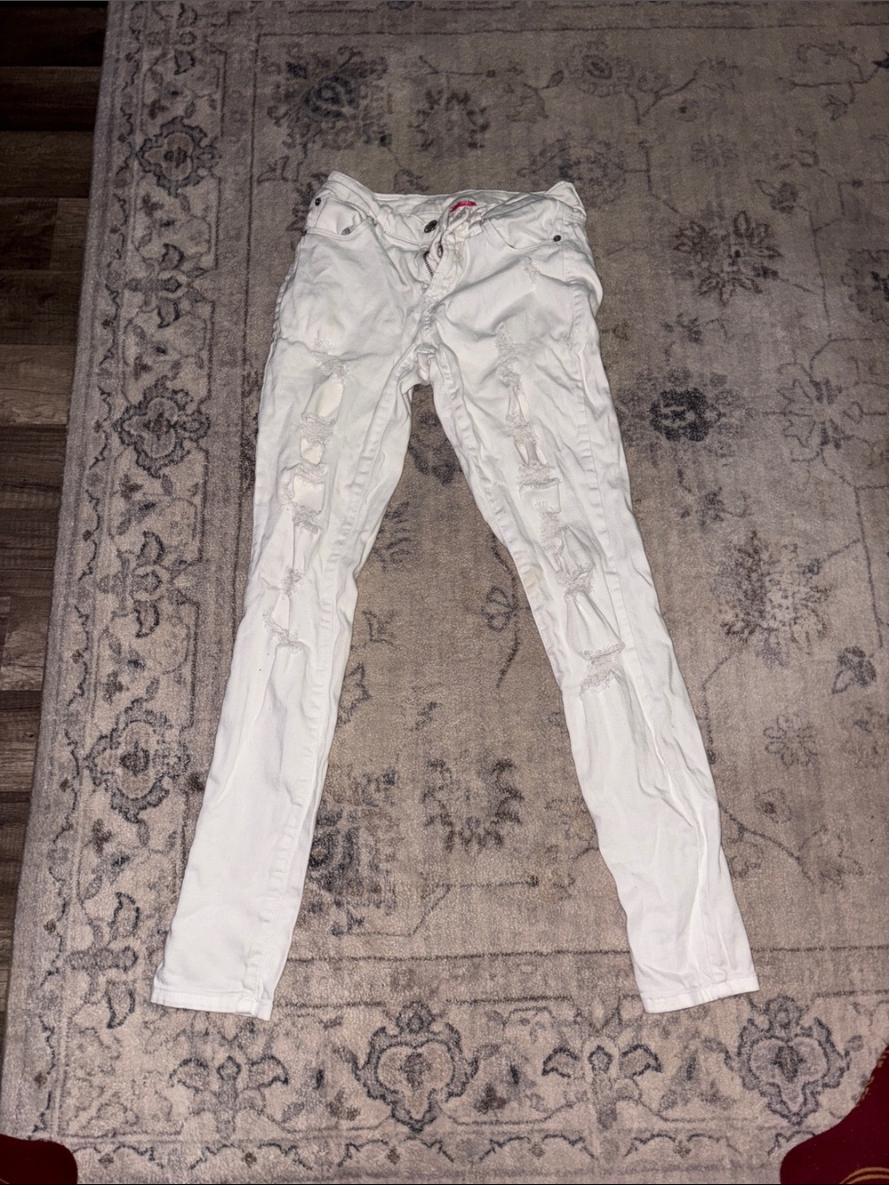 Almost Famous White High-Rise Distressed Skinny Jeans